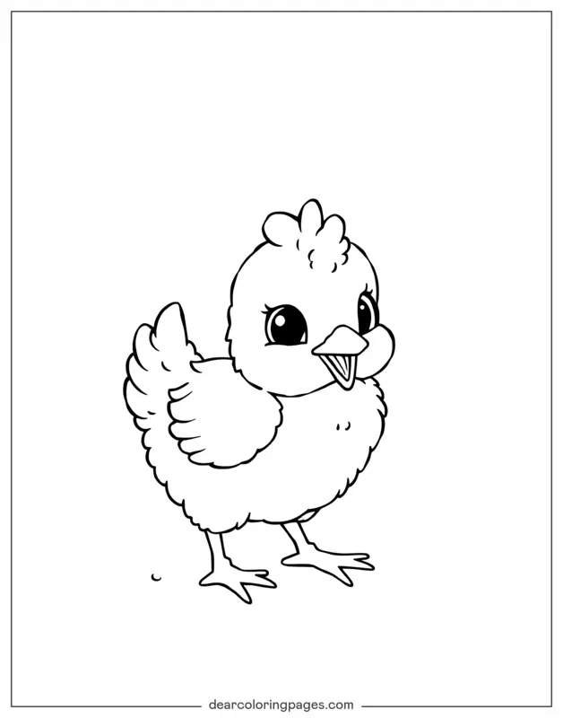 Coloriage de Poulet – Poussin espiègle