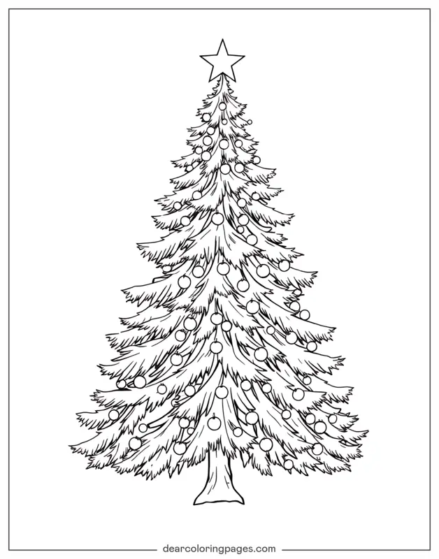 Árbol de Navidad Dibujo para Colorear - Bosquejo de Árbol de Navidad