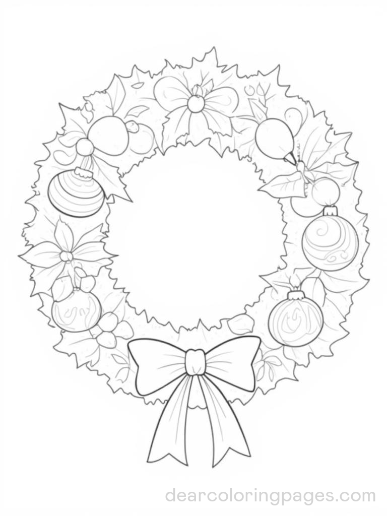 Christmas Wreath (1 Design) Coloring Pages