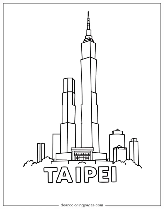 Nature and Architecture Coloring Pages - City Coloring Page