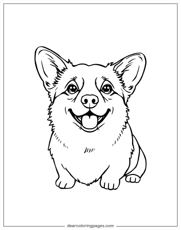 Hund Ausmalbild - Einfacher Corgi