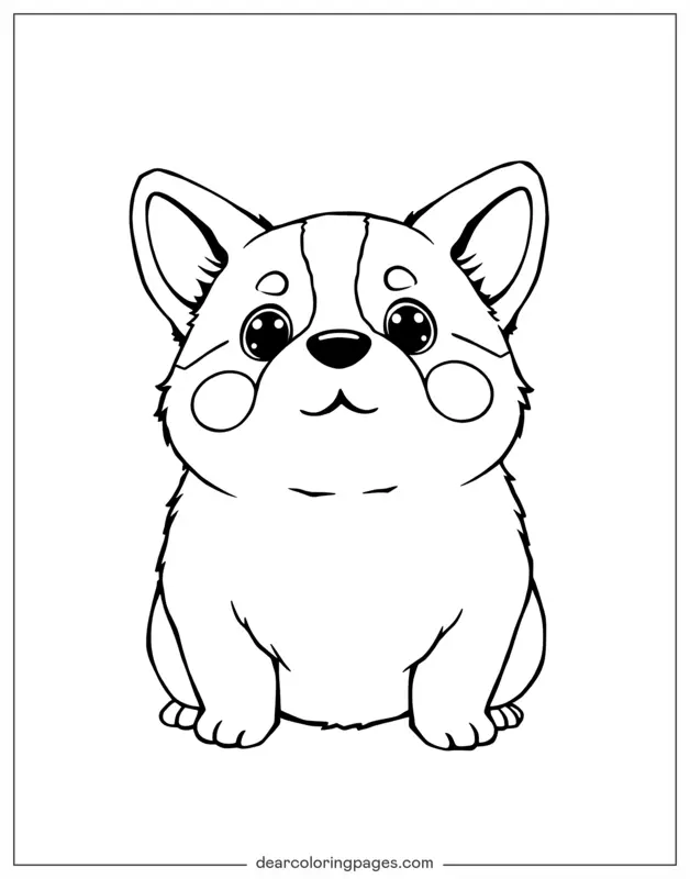Corgi Disegno da Colorare - Cucciolo Corgi