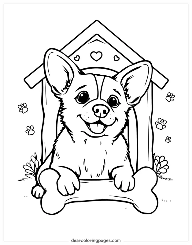 Corgi Disegno da Colorare - Corgi giocoso