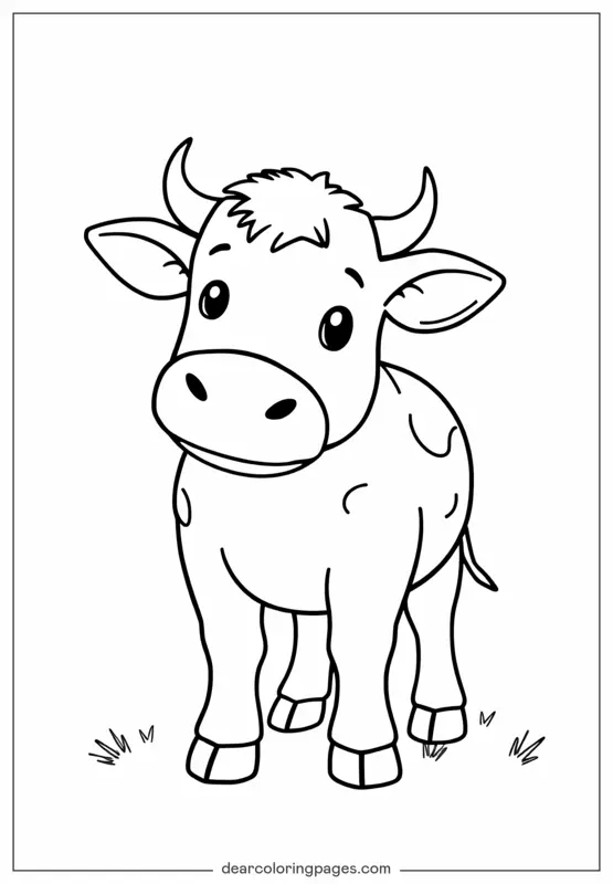 Coloriage de Vache – Modèle de Coloriage de Mignon Veau