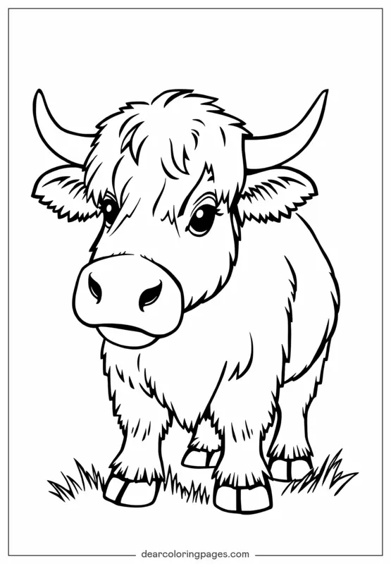Coloriage de Vache – Joli Vache des Highlands Coloriage