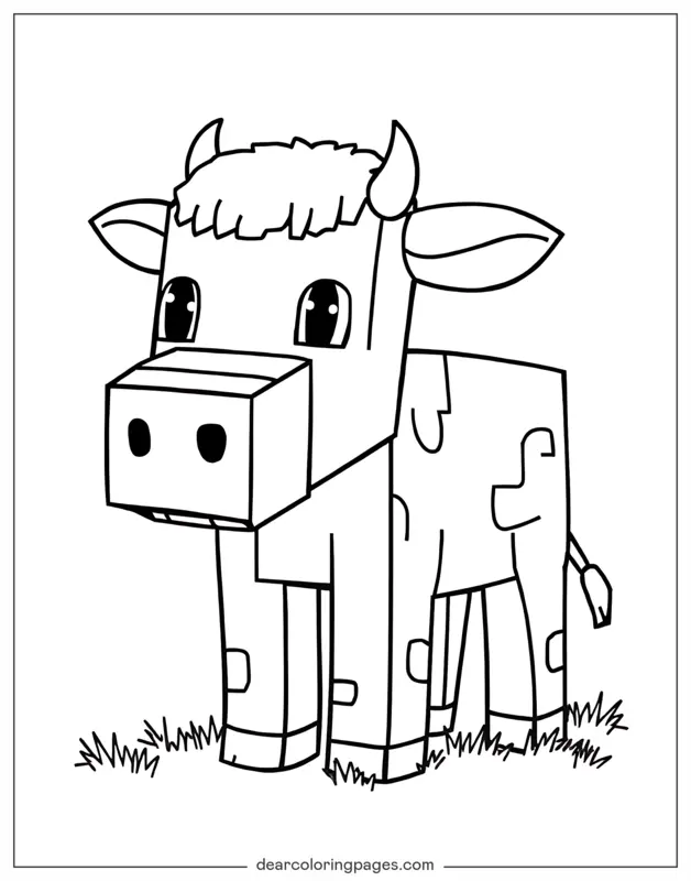 Coloriage de Vache – Vache Minecraft