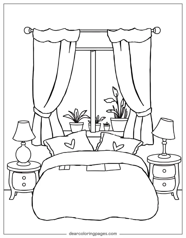 Coloriage de Cocooning – Chambre confortable