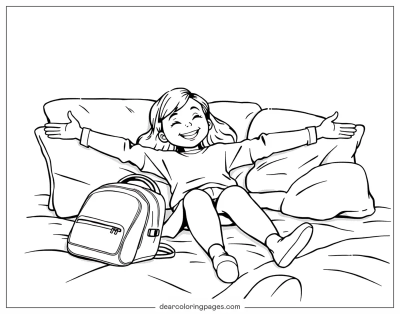 Coloriage de Cocooning – Douillet après les cours