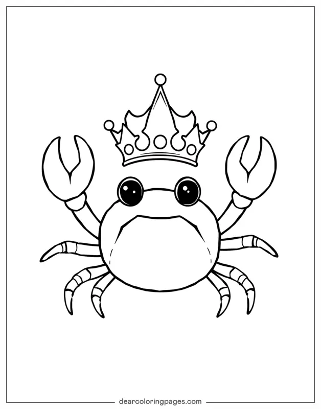 Crab Coloring Page - Crab With Crown
