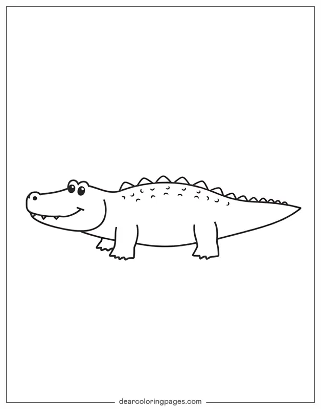 Coloriage de Crocodile – Contour de crocodile simple pour enfants