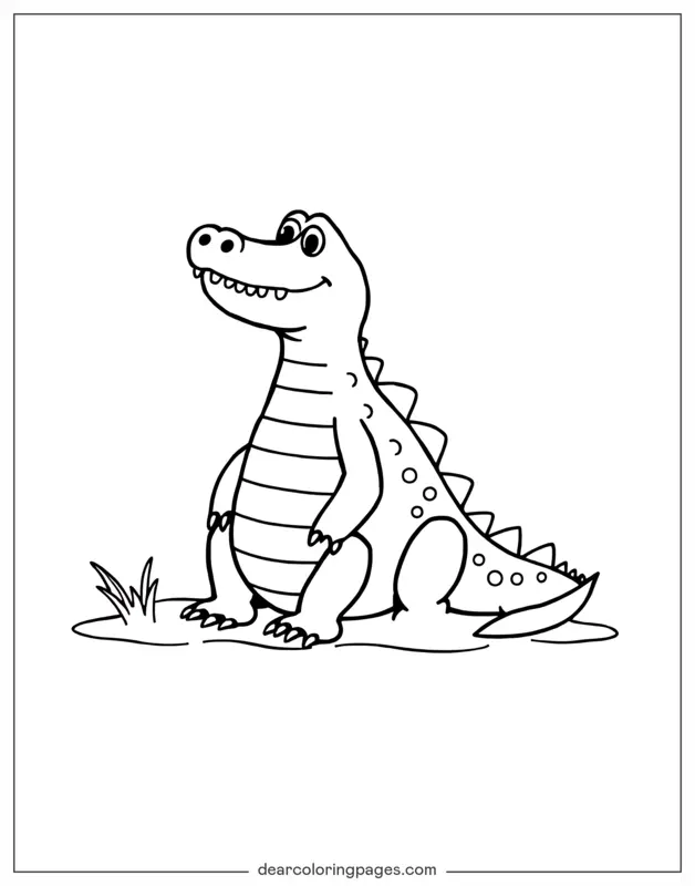 Coloriage de Crocodile – Crocodile ligne simple