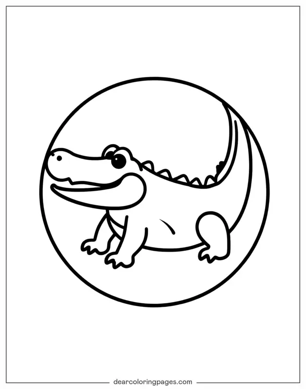 Coloriage de Crocodile – Crocodile dans un cercle