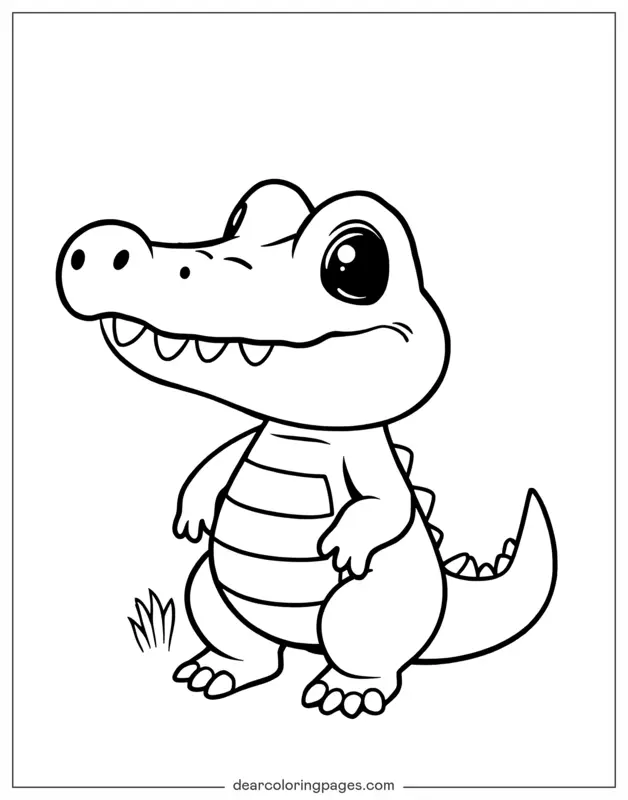 Coloriage de Crocodile – Crocodile Chibi