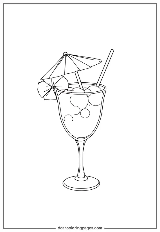 Verano Dibujo para Colorear - Copa de Cóctel