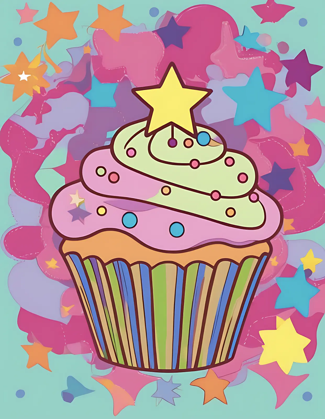 Essen Ausmalbilder - Muffin Ausmalbild