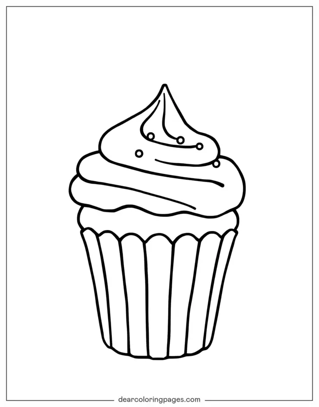 Coloriage de Cupcake – Gâteau de bonbon simple