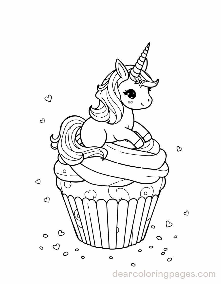 Ein Cupcake mit einem Einhorn