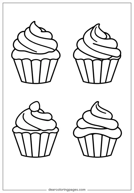 Coloriage de Cupcake – Modèle de cupcake à colorier