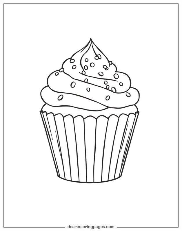 Coloriage de Cupcake – Cupcake avec des vermicelles
