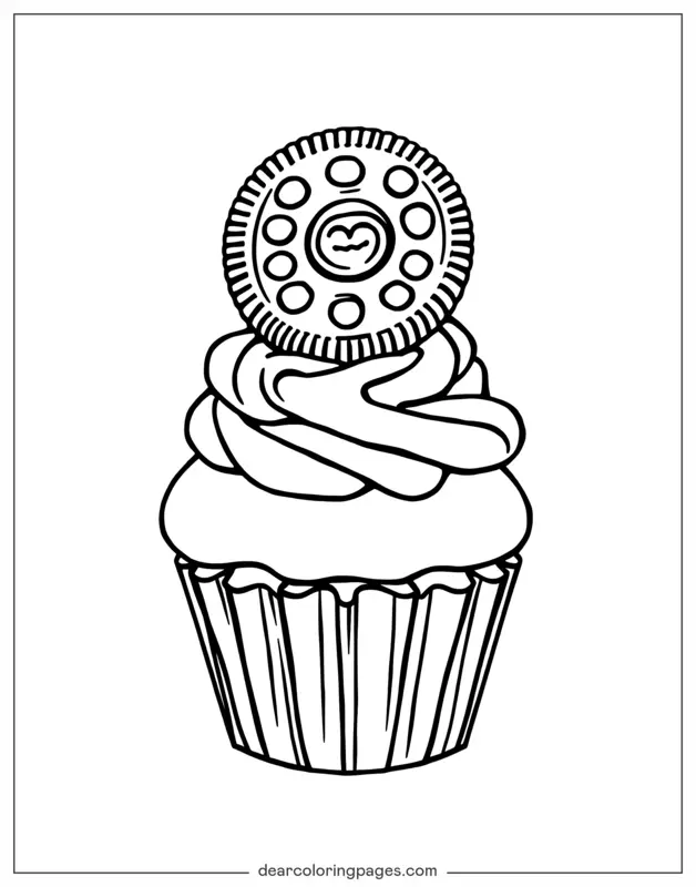 Coloriage de Cupcake – Cupcake avec un biscuit