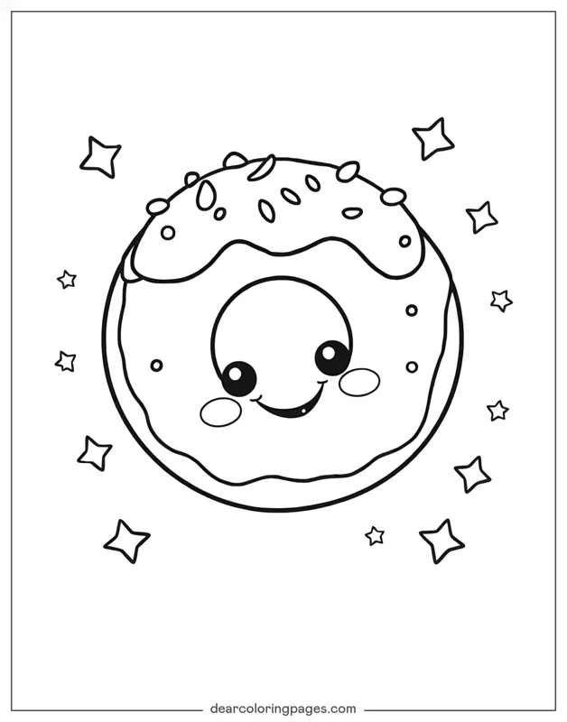 Carino Disegno da Colorare - Donut Allegro