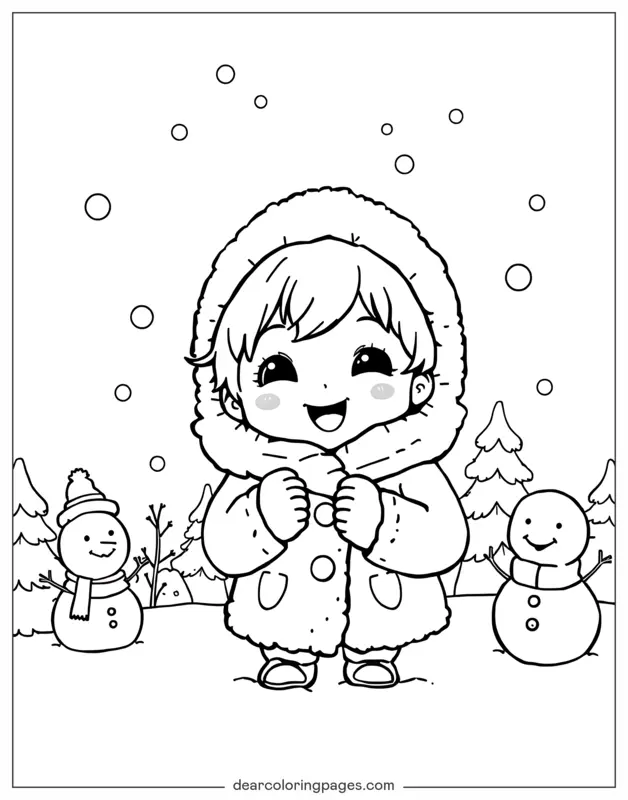 Invierno Dibujo para Colorear - Alegría de invierno