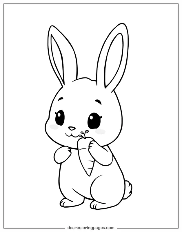 Bunny Coloring Page - Cute Bunny With a Carrot
