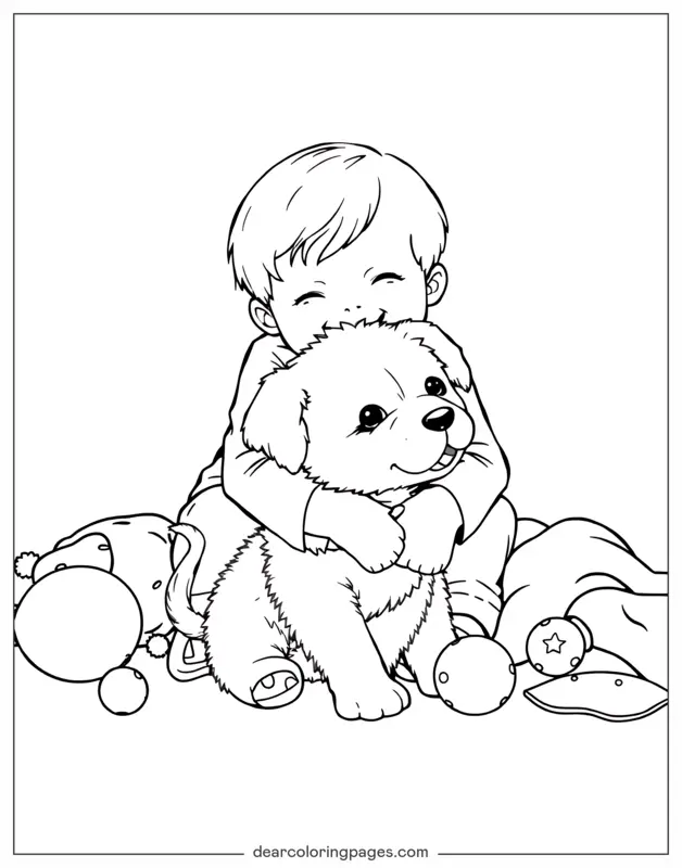 Carino Disegno da Colorare - Abbraccio caldo del bambino