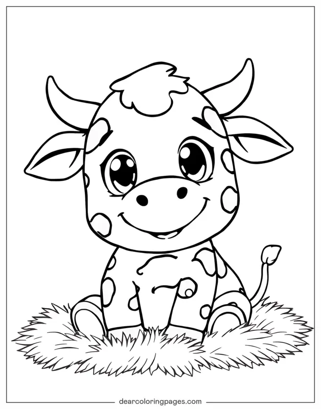 Coloriage de Vache – Vache espiègle sur tapis