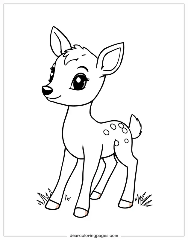 Animale carino Disegno da Colorare - Disegno da Colorare di Dolcissimo Cerbiatto