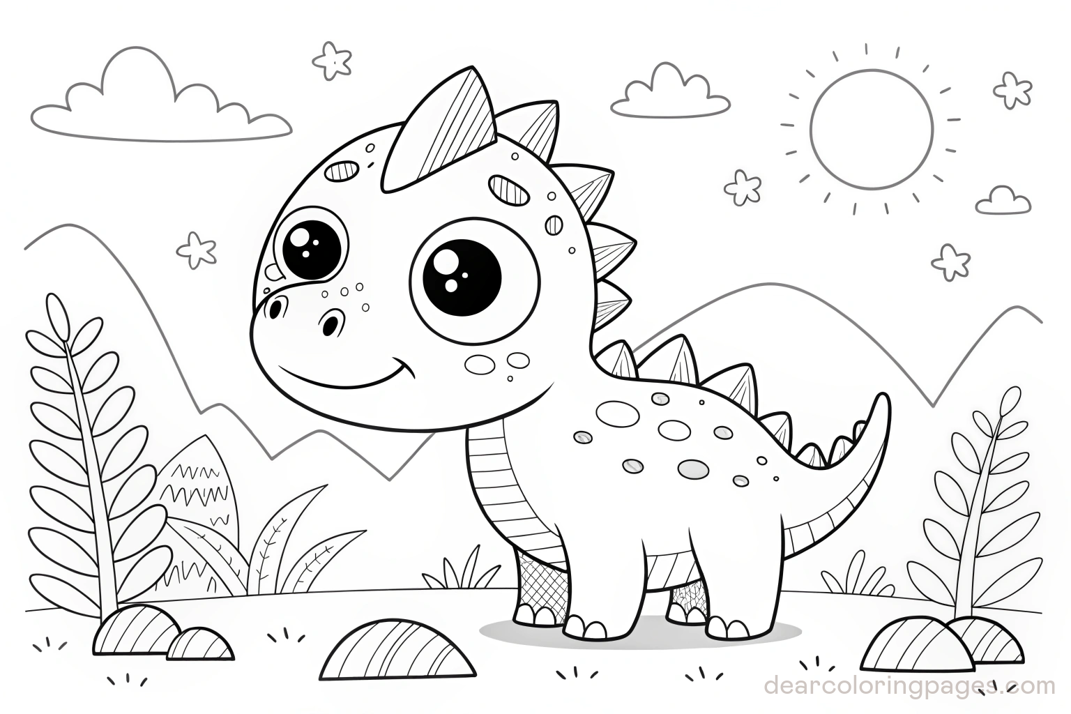 Cartoonish Dinosaur with Big Eyes