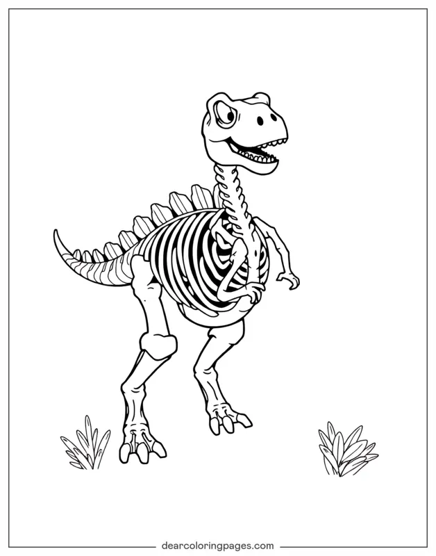 Dinosaur Coloring Page - Dinosaur Skeleton