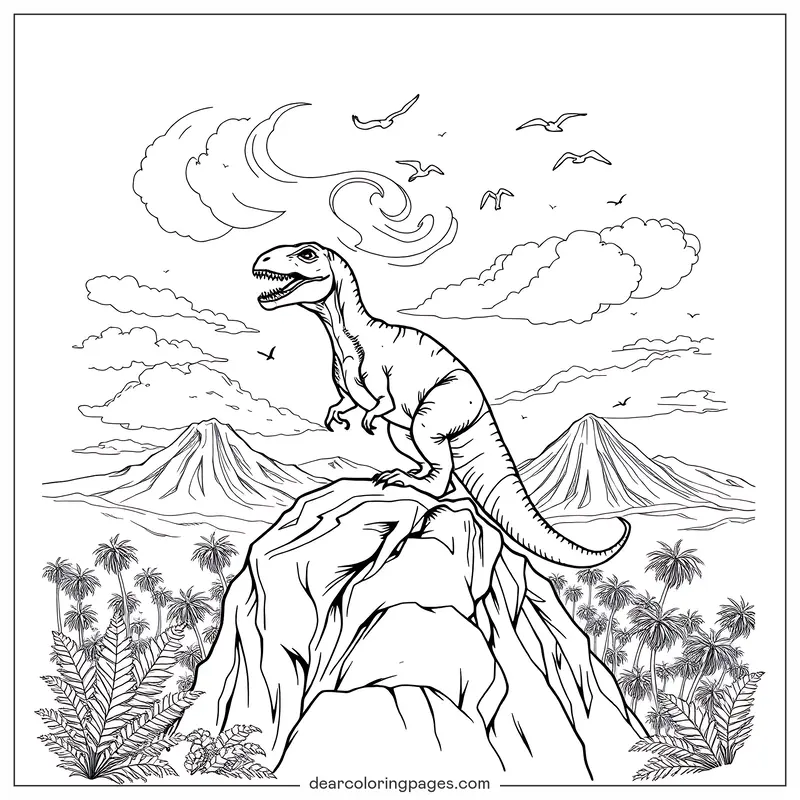 Dinosaur Coloring Page - Coloring Page of Prehistoric T-Rex