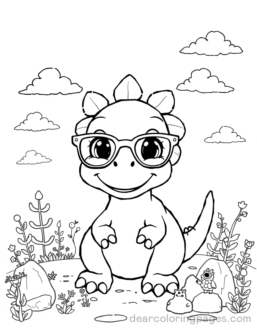 Cute Dinosaur with Glasses