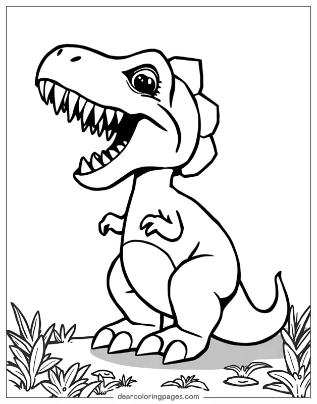 Dinosaur Coloring Page - Cartoon T-Rex