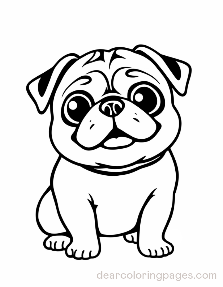 Pug Coloring Page - Cartoon Pug