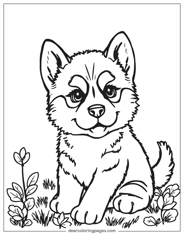 Hund Ausmalbild - Husky-Welpe