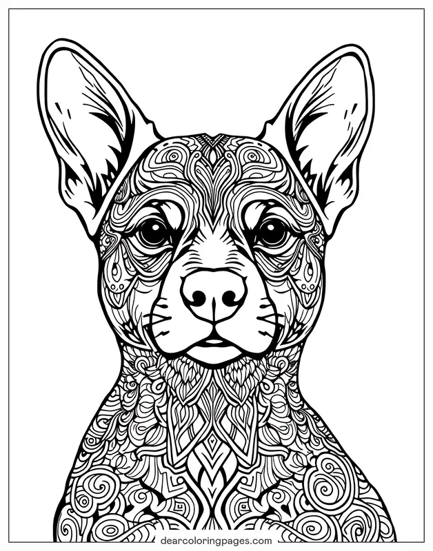 Mandala Dibujo para Colorear - Perro Zentangle