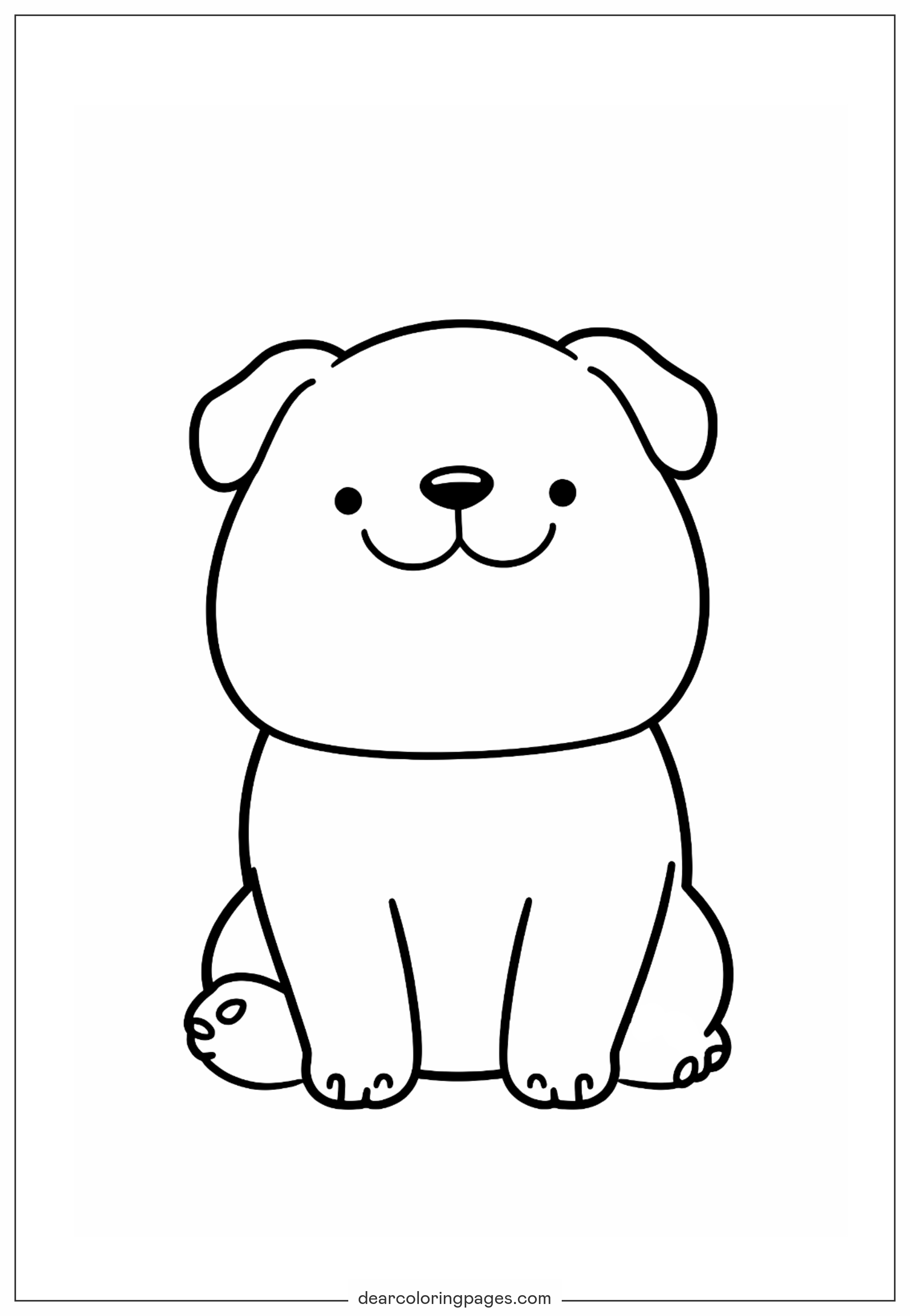 Dog Coloring Page - Smiling Dog Coloring Page