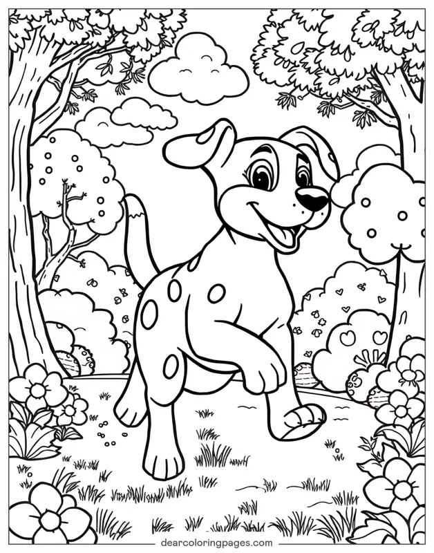 Hund Ausmalbild - Gescheckter Hund