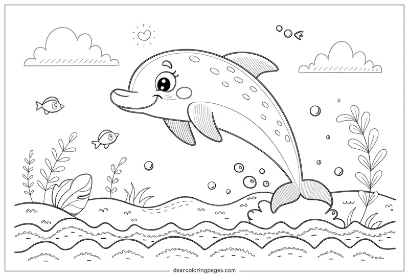 Coloriage de Dauphin – Coloriage de Dauphin Sautant Hors de l'Eau