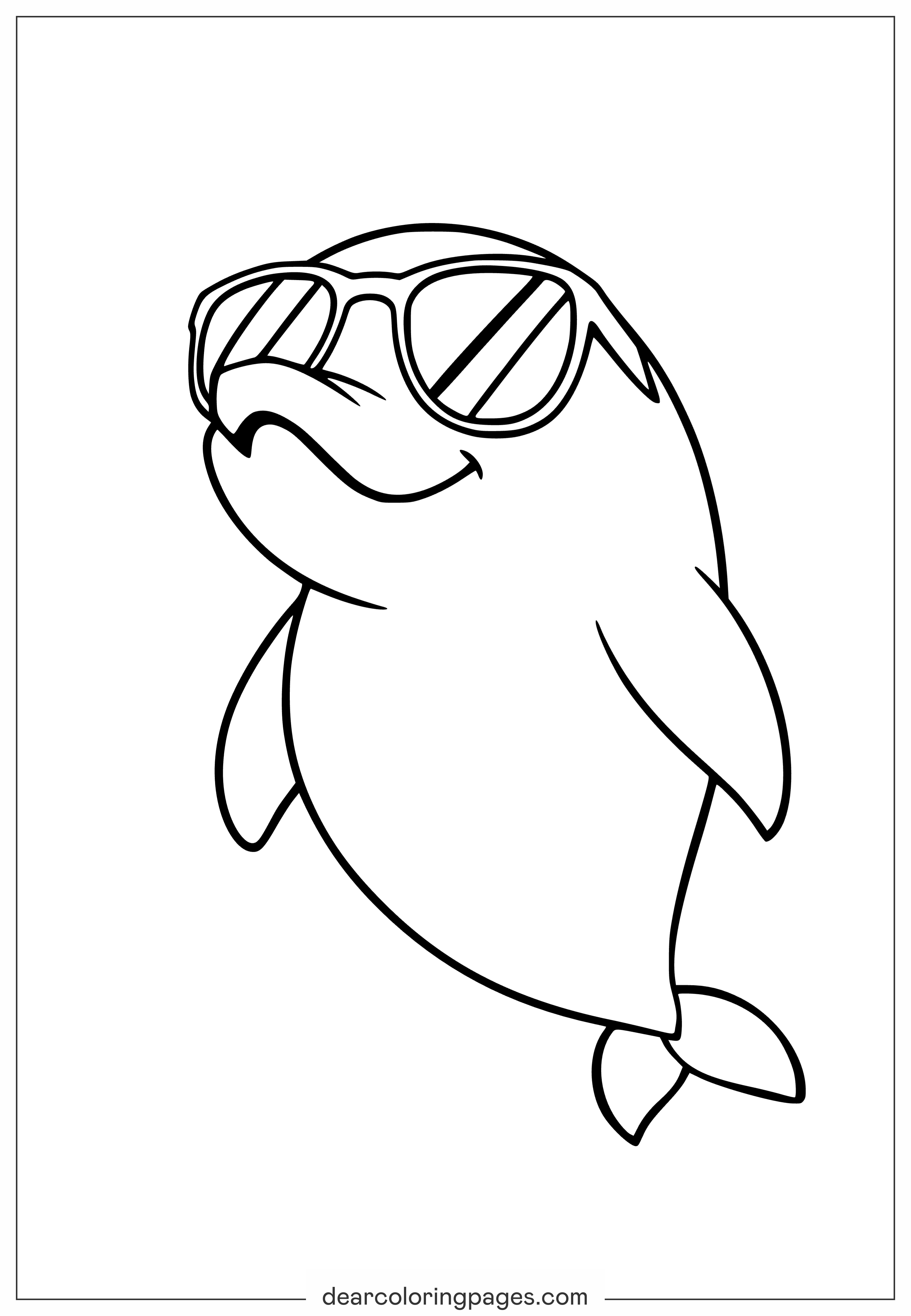 Cute Dolphin Wearing Sunglasses Coloring Page