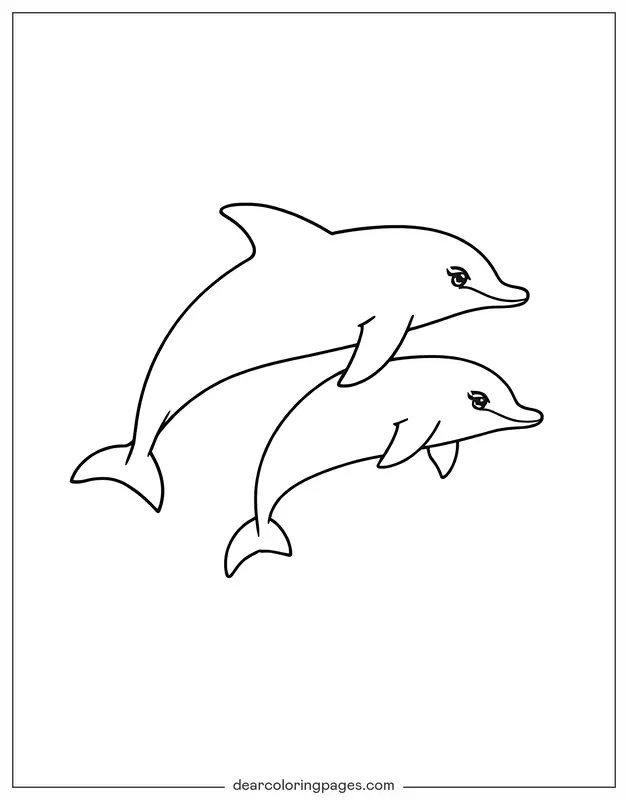 Coloriage de Dauphin – Deux dauphins