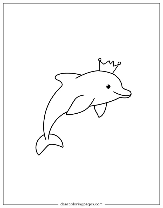 Coloriage de Dauphin – Dauphin portant une couronne