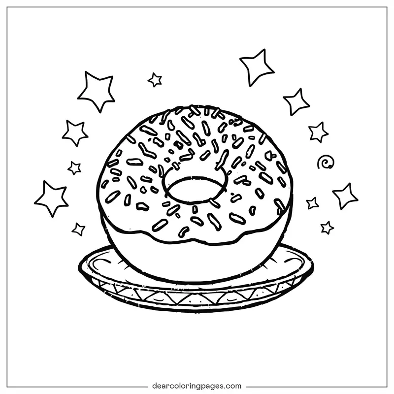 Dona Dibujo para Colorear - Dona con chispas