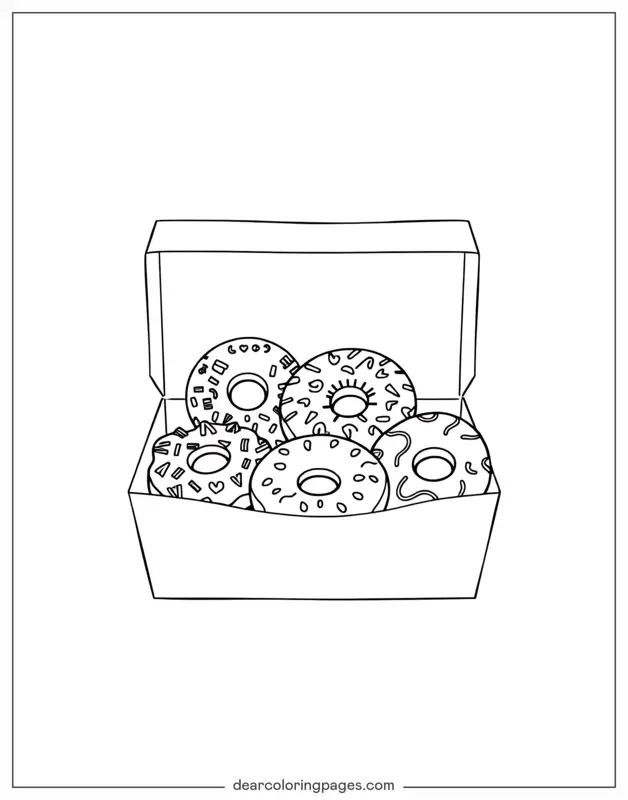 Dona Dibujo para Colorear - Donuts en una caja