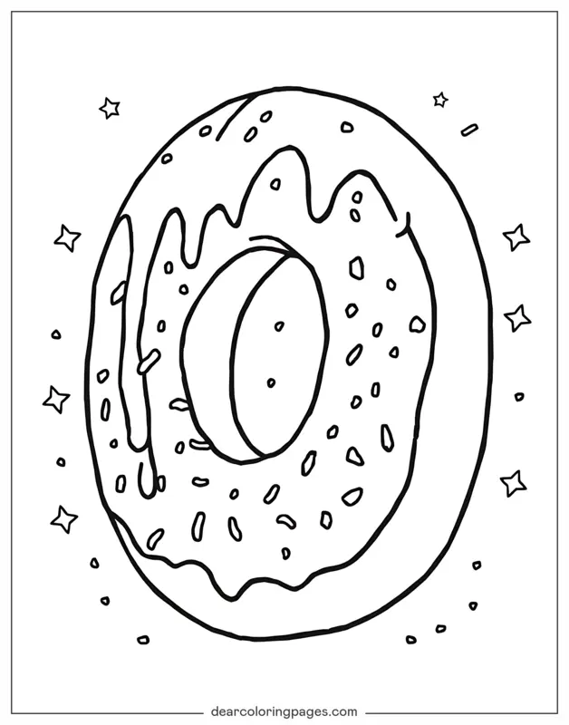Dona Dibujo para Colorear - Donut Gigante con Glaseado de Azúcar