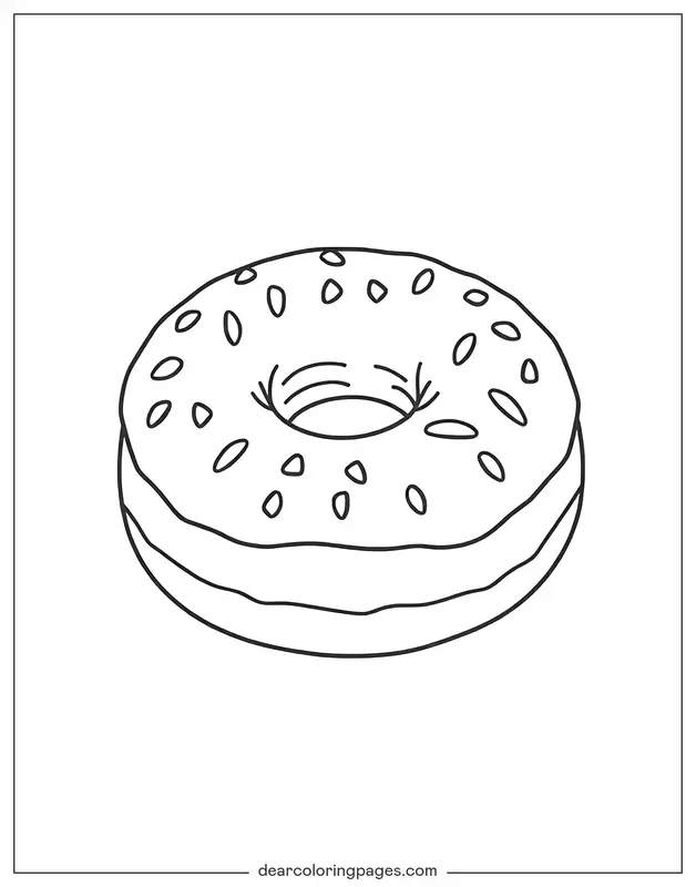Dona Dibujo para Colorear - Dibujo para Colorear de Donut Simple