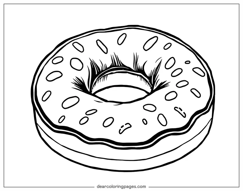 Dona Dibujo para Colorear - Cojín en forma de rosquilla