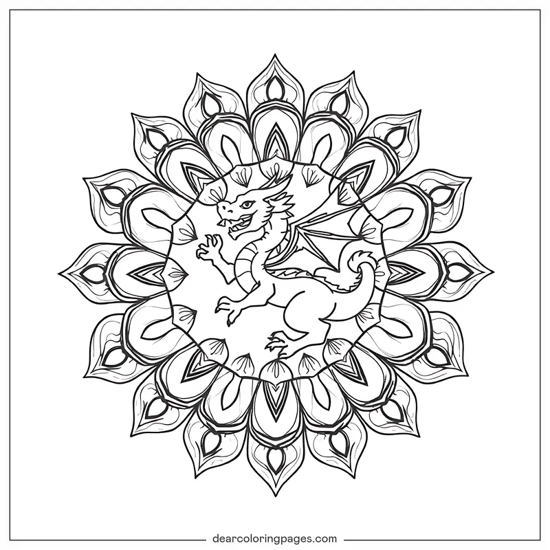 Dragão Desenho para Colorir - Mandala do Dragão